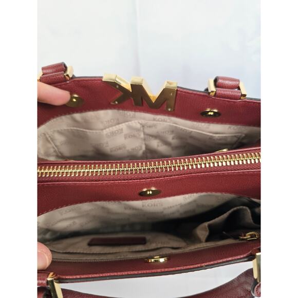 Michael Kors Florence Burgundy / Bordeaux Leather Satchel (Medium) - Picture 5 of 8